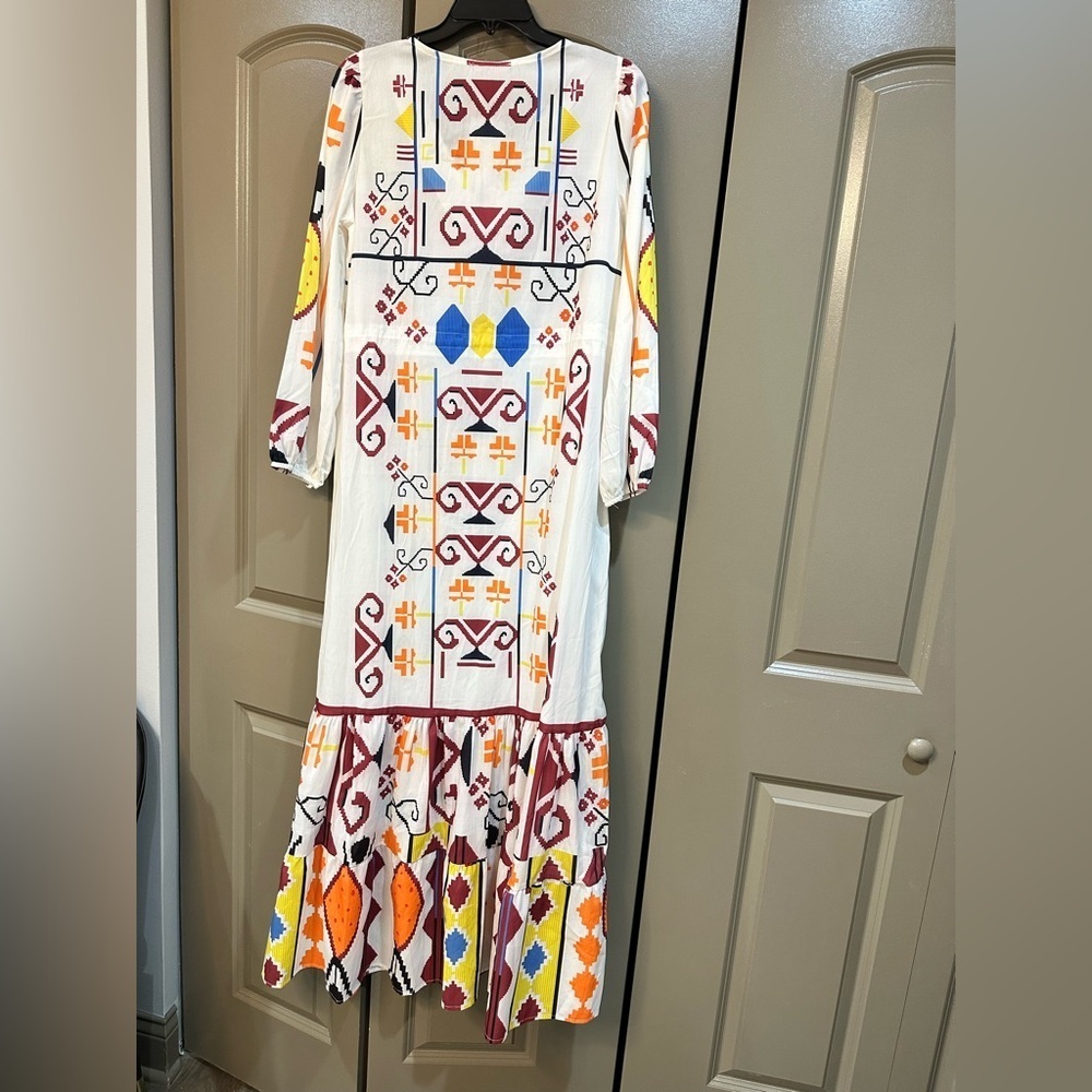 Colorful Geometric Long Sleeve Dress - Picture 3 of 5